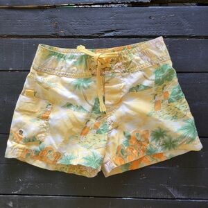 Old Navy Yellow Hawaiian Tropical Board Shorts 4 Unisex Boys Girls Swim Trunks